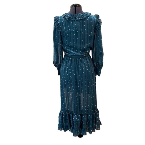 NWT MISA LOS ANGELES Midi Dress Teal Blue Wrap Style Gabriella‎ Size S - Picture 9 of 13